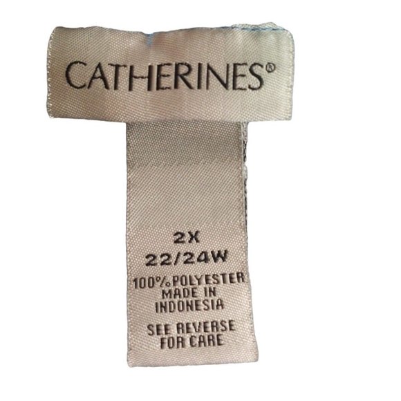 Catherines Womens Blue Crochet 3/4 Sleeve‎ Side Slit Tunic Top Size 2X 22/24W - Picture 4 of 5